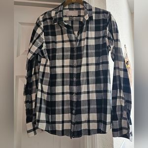 Banana Republic Black & Cream Plaid Shirt